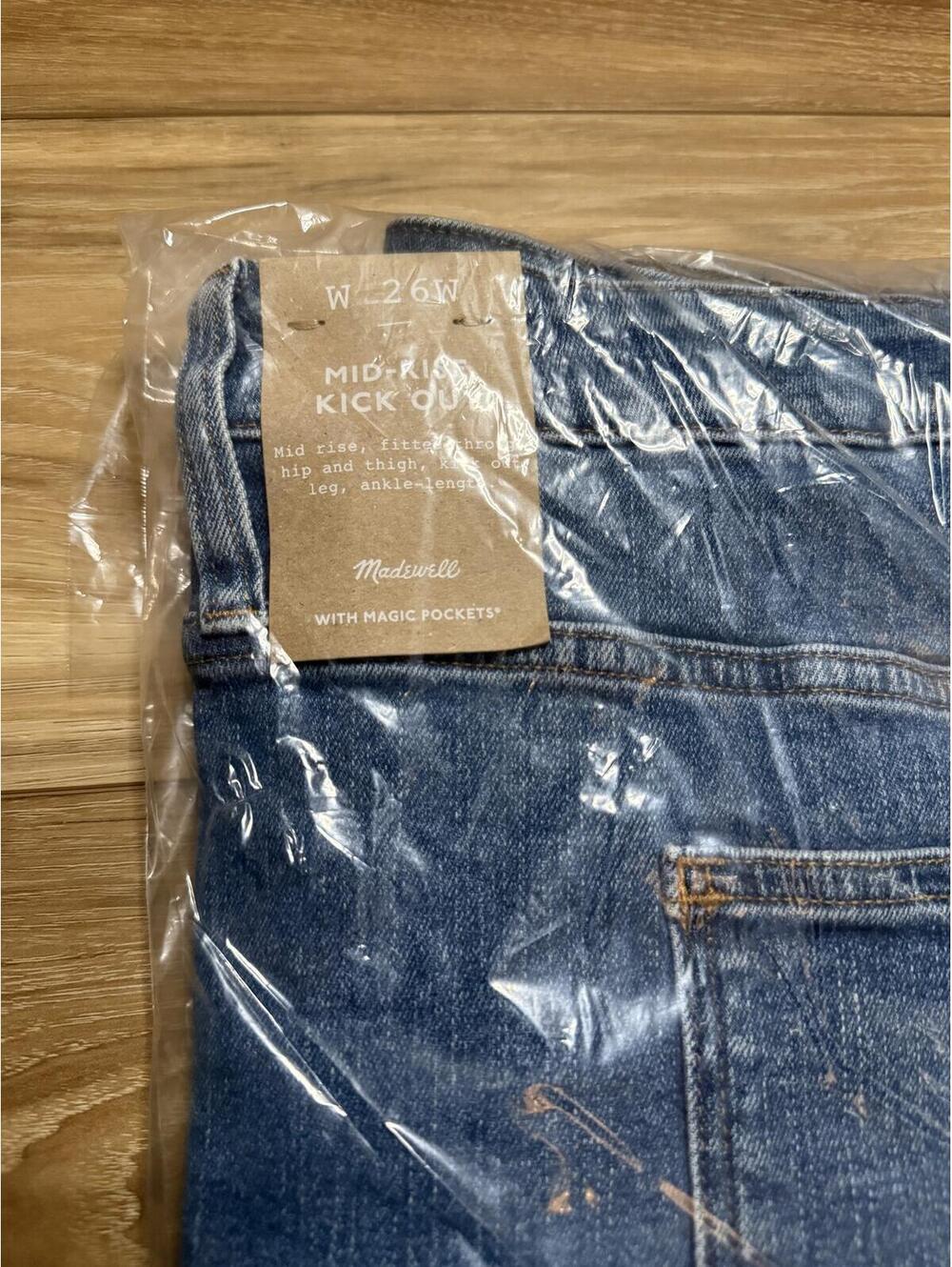 NWT! Madewell Raw Hem Kick Out Crop Plus Size Jeans in Cherryville Wash Size 26W - Picture 3 of 5